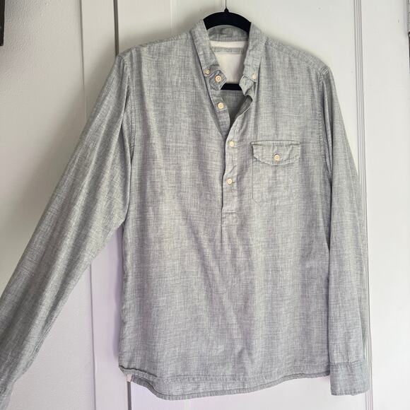 Outerknown Decade Popover Heather Gray Henley Button Down Organic Cotton Shirt M - Picture 3 of 9